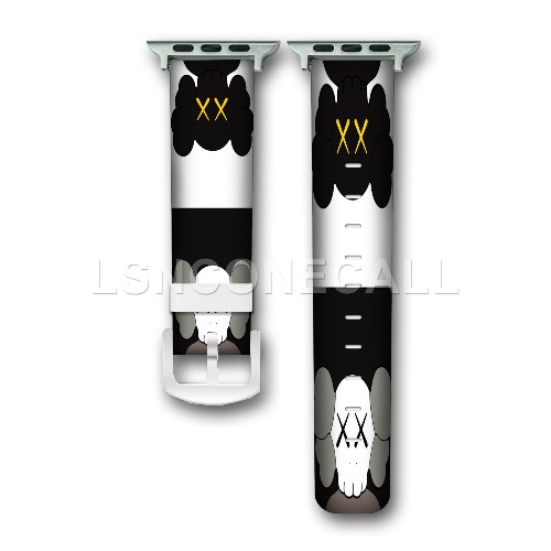 kaws black wallpaper Custom Genuine Leather Apple Watch Band